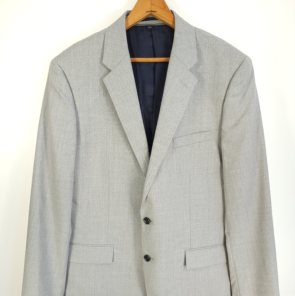 J Crew Suit Jacket Men's 44L Slim Lined Gray Super 130 Wool Ludlow Loro Piana